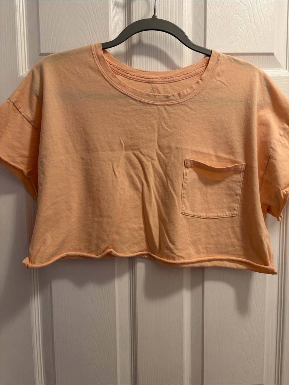 aerie Peach Cropped Pocket Tee